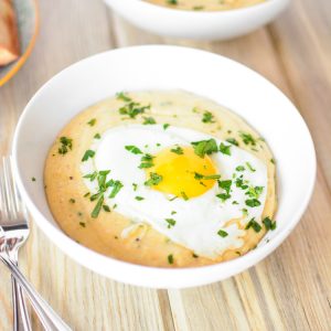 Garlicky Goat Cheese Grits